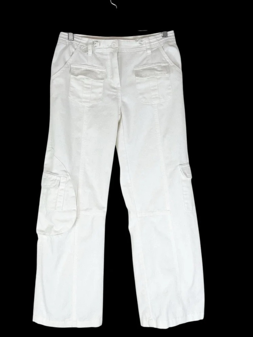 Women's White Straight-Leg Utility Cargo Pants